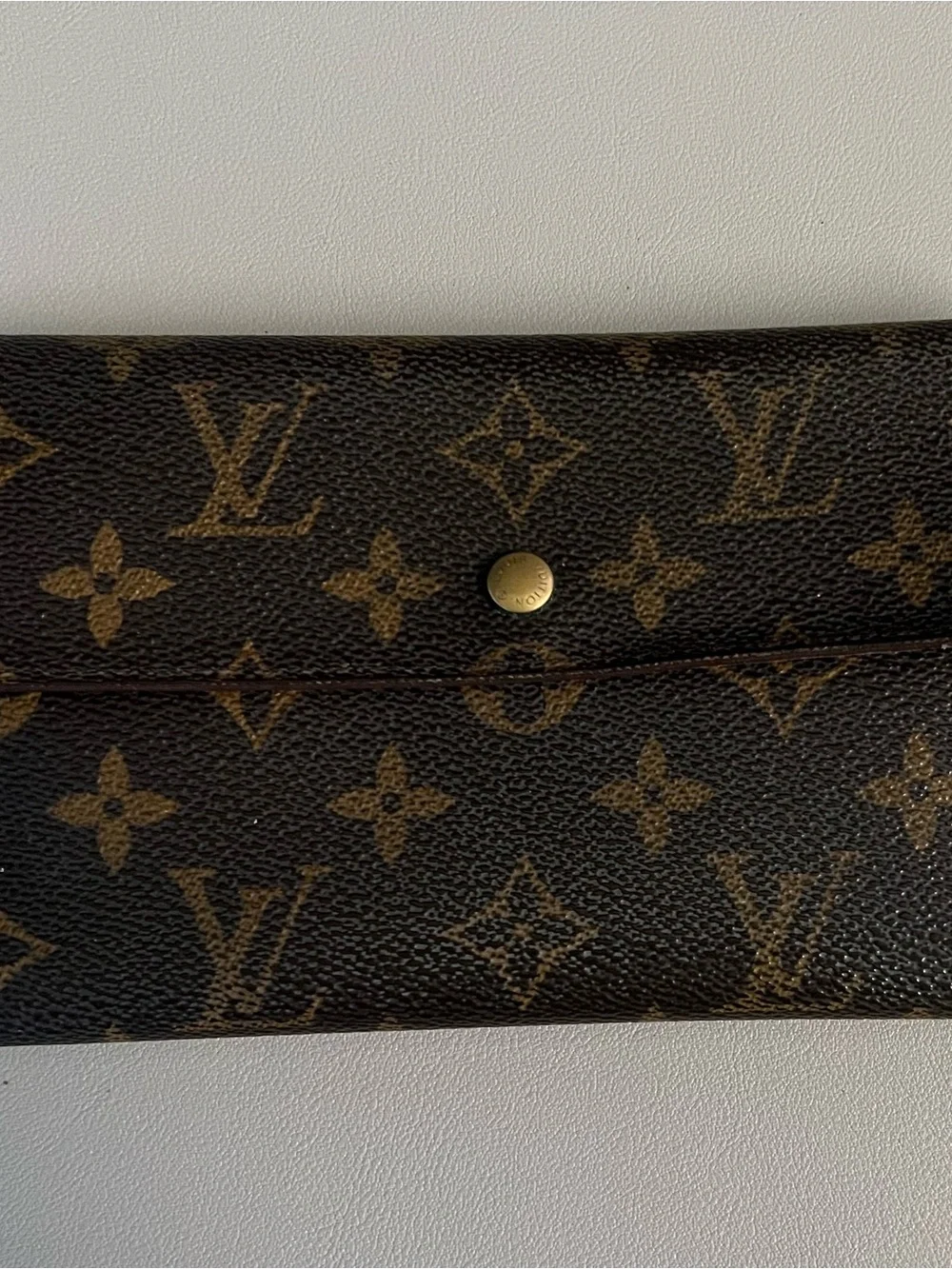 Louis Vuitton Brown Monogram Canvas Wallet with Gold Snap
